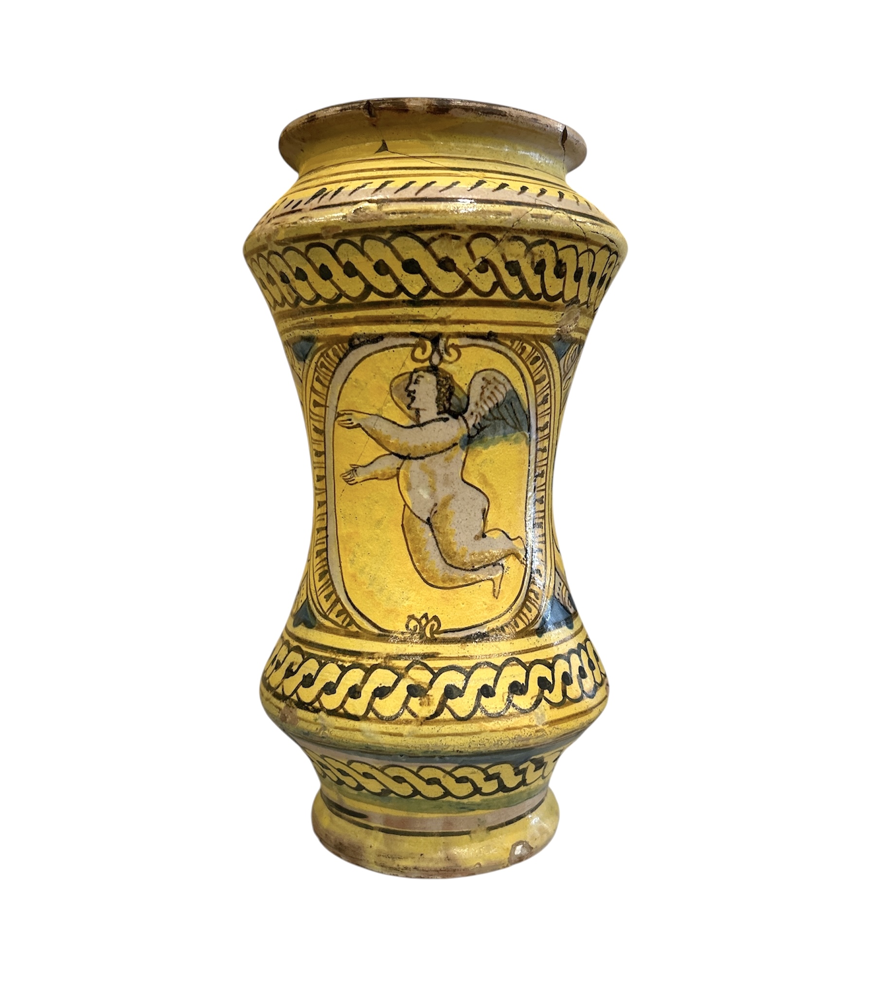 Albarello in maiolica policroma, Burgio XVII secolo
