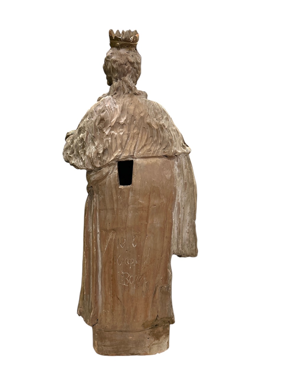 Grande scultura in terracotta e legno raffigurante Sant'Agata datata 1816