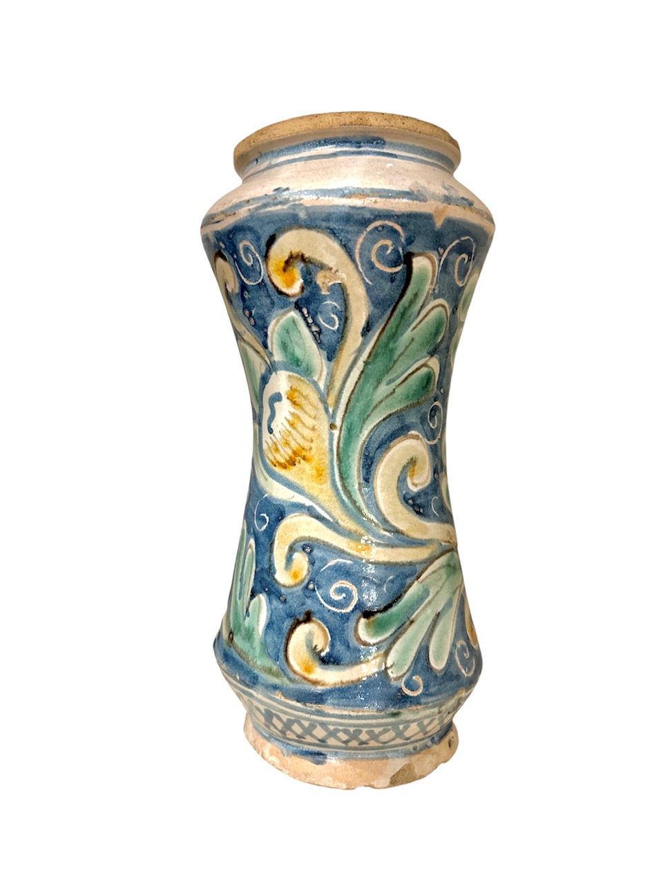 Albarello in maiolica policroma, Caltagirone XVII secolo
