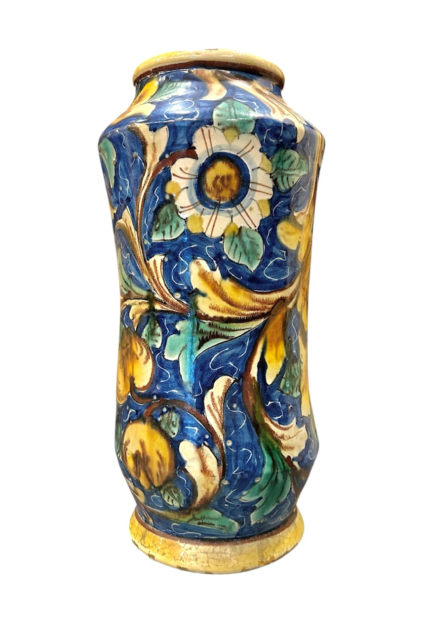 Grande albarello in maiolica policroma, Caltagirone XIX secolo