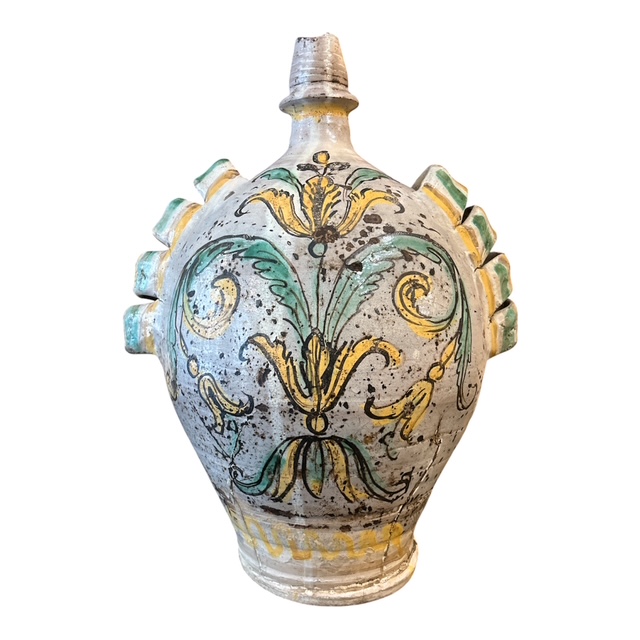 Fiasca poliansata in maiolica, Caltagirone 1823